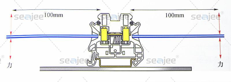 接線端子的機械性能測試安裝導軌上的固定定位